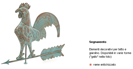 Scultura di gallo in metallo con coda blu-verde, etichettata