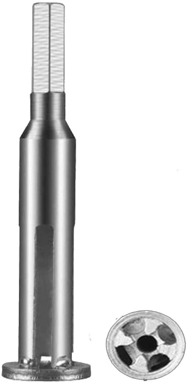 A stainless steel cylinder with a hole in the middle on a white background.