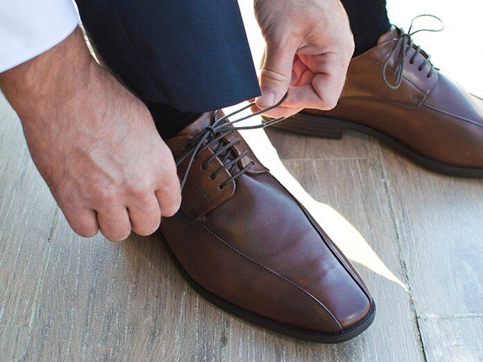 Man Wearing Shoes — Orthotic Shoes in Kingscliff, NSW