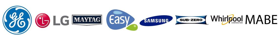 Una imagen borrosa de los logotipos de LG, Samsung y Whirlpool.