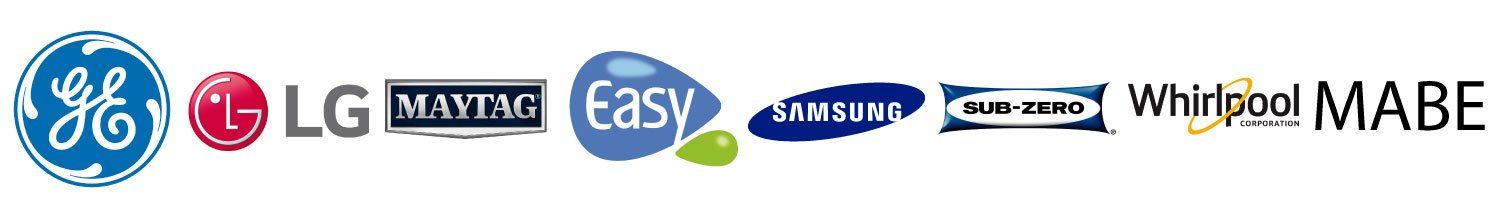 Una imagen borrosa de los logotipos de LG, Samsung y Whirlpool.