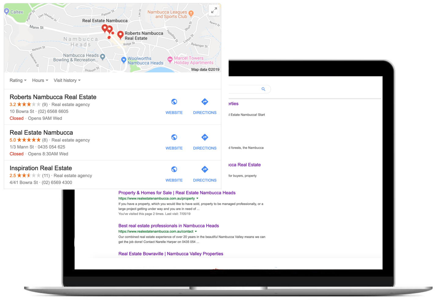 image of a Google search results on a laptop