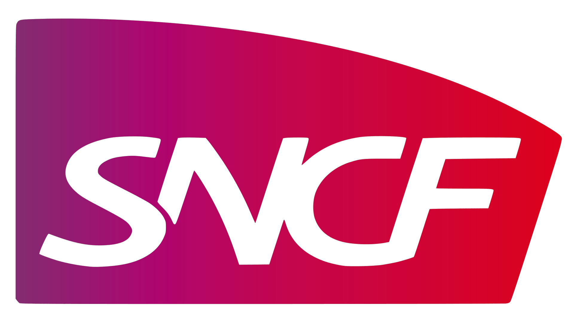 Un logo rouge et violet pour la sncf sur fond blanc