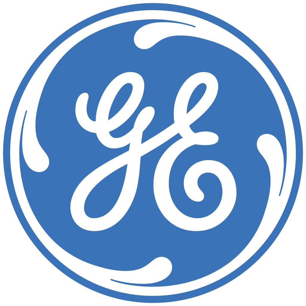 The General Electric logo: a white, stylized 