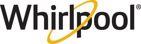 Whirlpool brand logo with black text and a golden yellow elliptical line surrounding the 