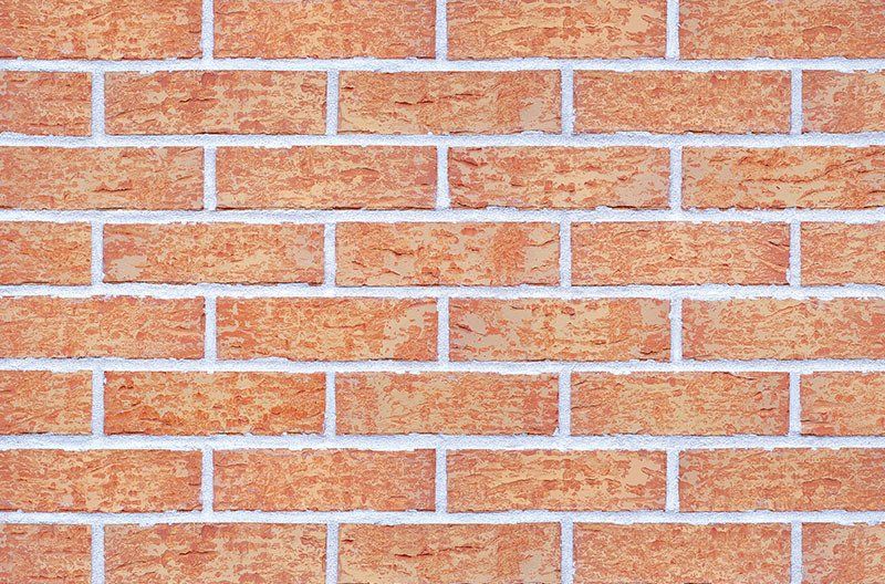 Red brick wall with white mortar.