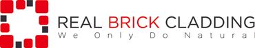 Real Stone Cladding logo Logo with red and black square shapes. Text reads