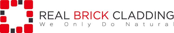 Real Stone Cladding logo Logo with red and black square shapes. Text reads