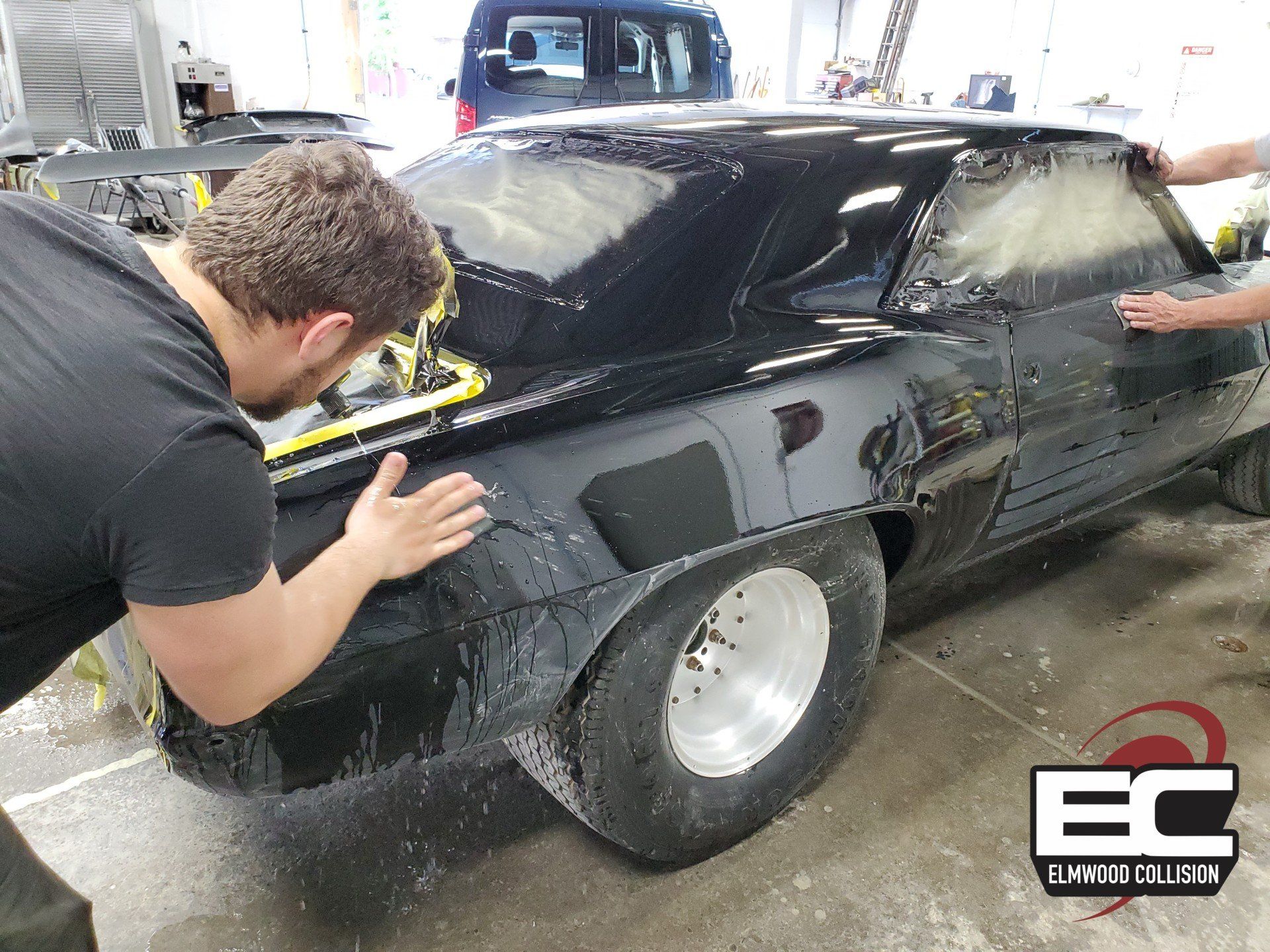 Wet Sanding a 1969 Camaro Z/28 at Elmwood Collision in Tonawanda, New York