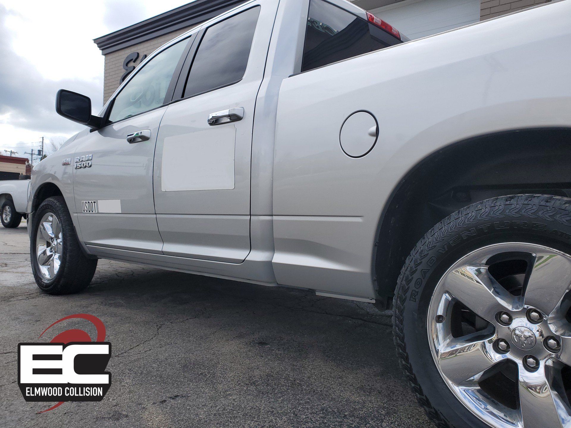Dodge RAM 1500 with new rocker panel, cab corner, and bedside at Elmwood Collision in Tonawanda New York