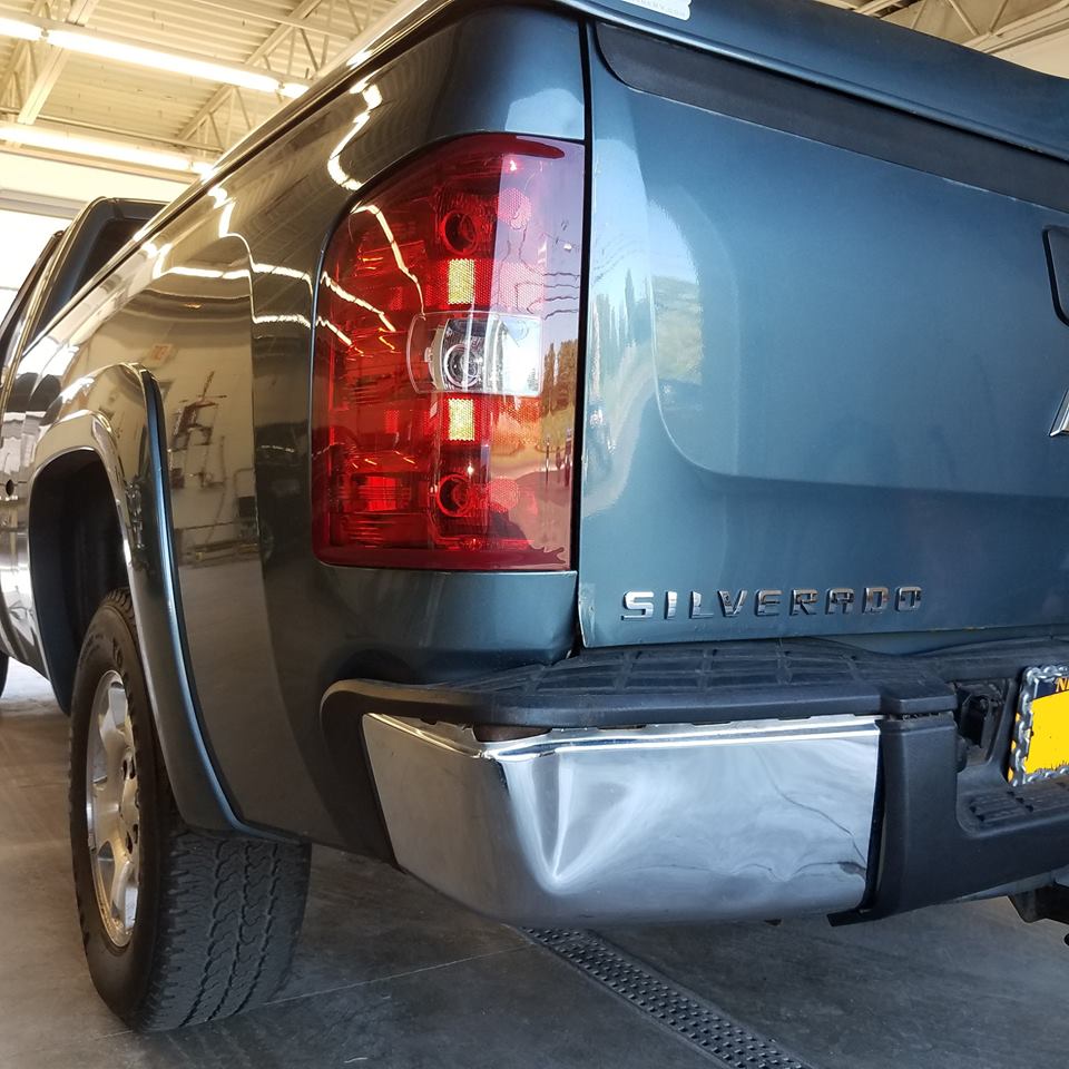Chevrolet Silverado with bumper end damage