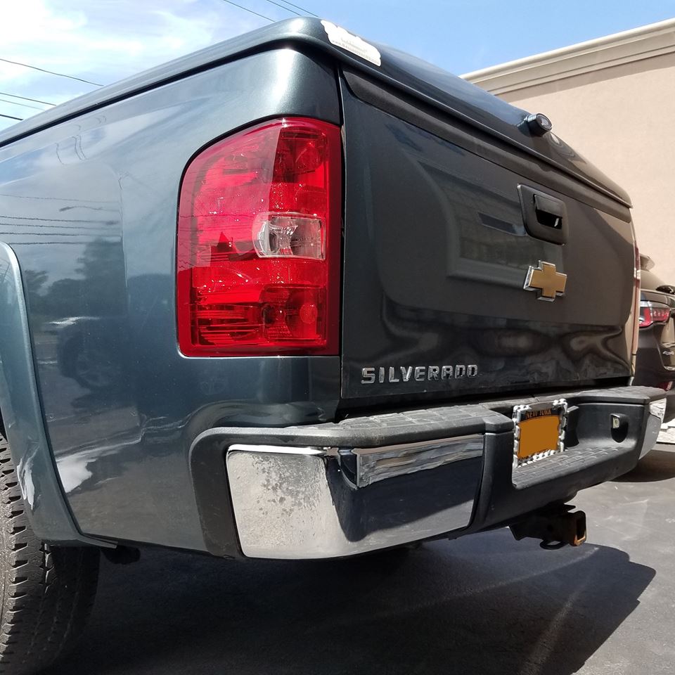 chevy silverado with new bumper end