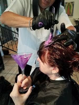 Coloring — Client Holding Her Milk Shake Color in Albuquerque, NM