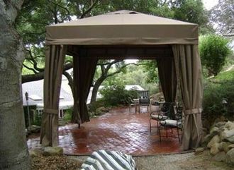 Canvas Awnings — Patio with Brown Awning in Los Angeles, CA Canvas Awnings — Patio with Brown Awning in Los Angeles, CA