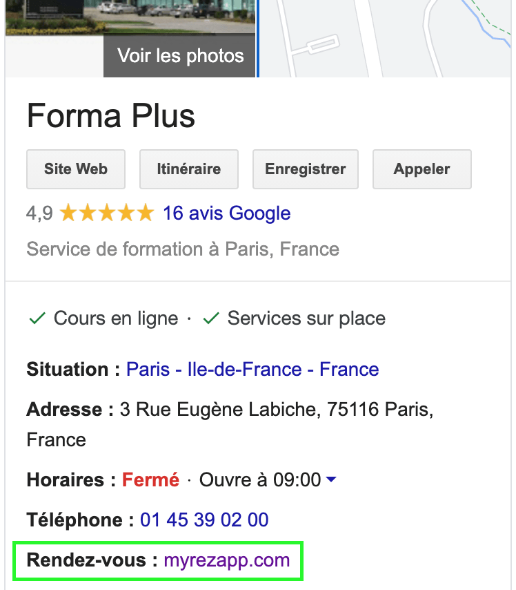 rdv en ligne profil google my business