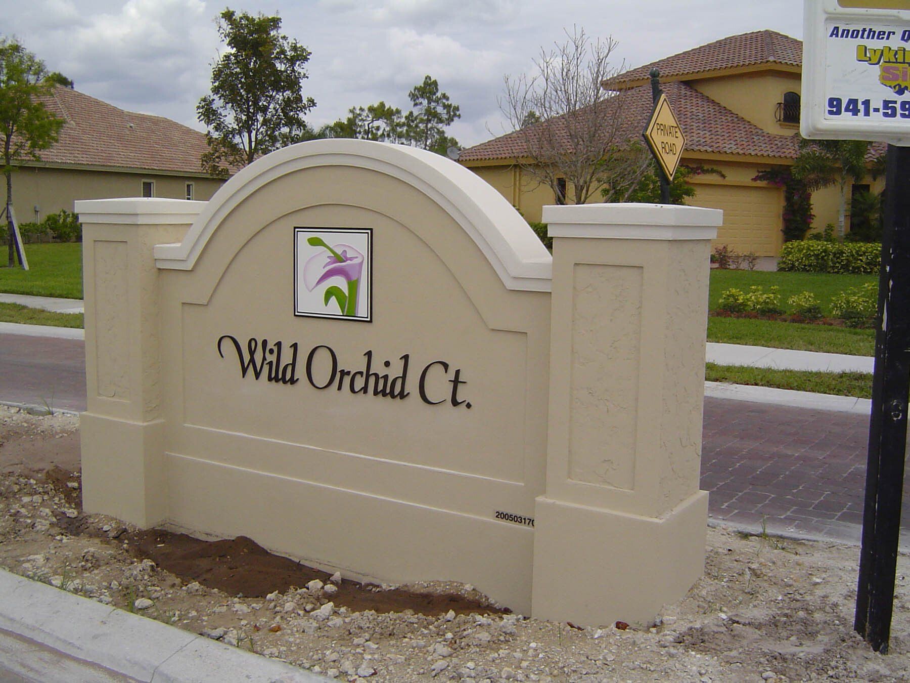 A sign that says wild orchid ct on it