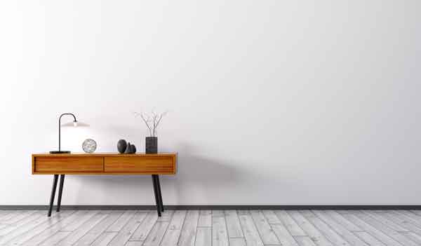 Interior with wooden side table
