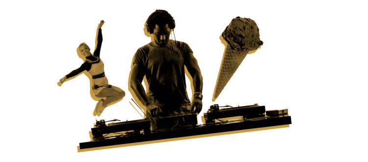 Dj with ice cream and cheer leader