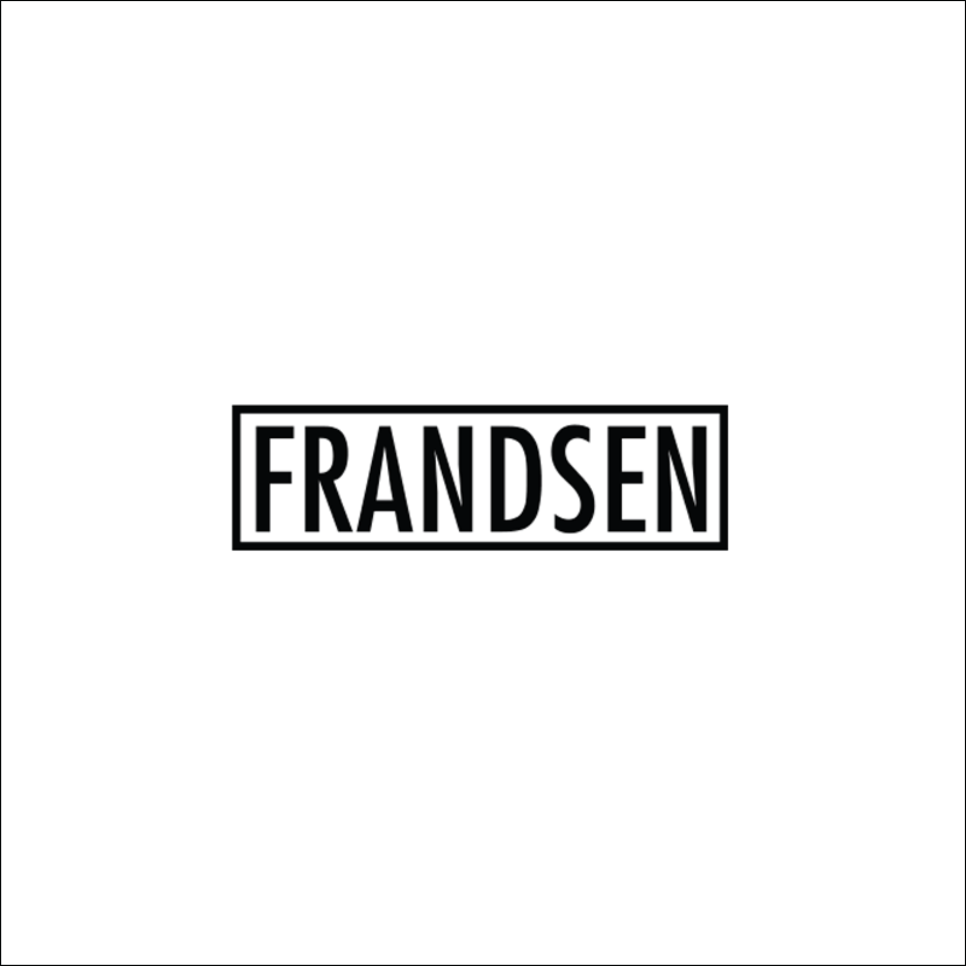 Ein schwarzweißes Logo für ein Unternehmen namens Frandsen auf weißem Hintergrund.