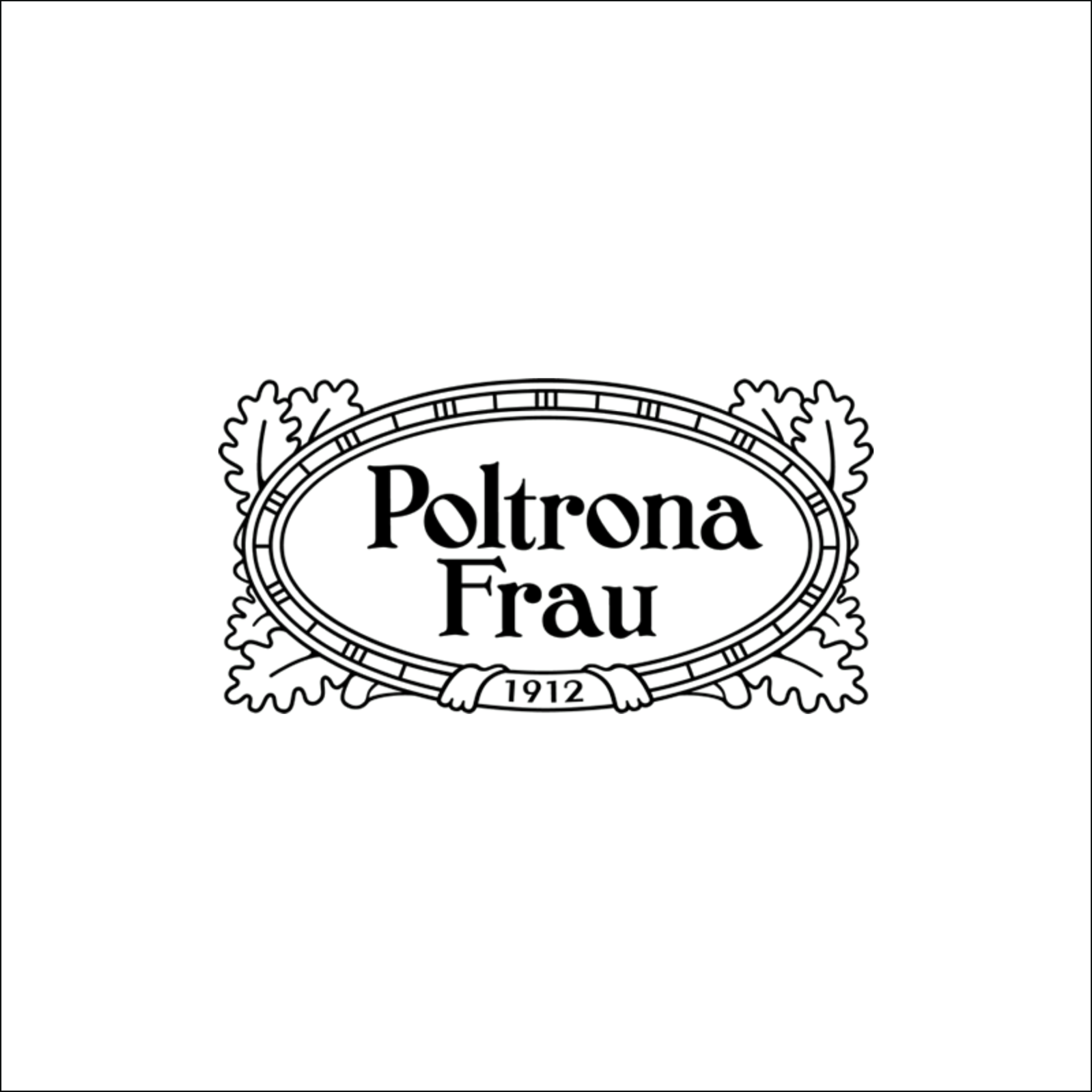 Es ist ein schwarz-weißes Logo für Poltrona Frau.