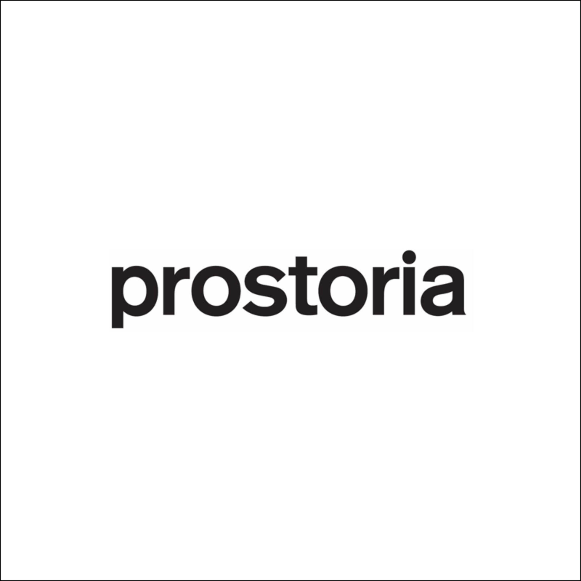 Ein schwarz-weißes Logo für ein Unternehmen namens Prostoria.