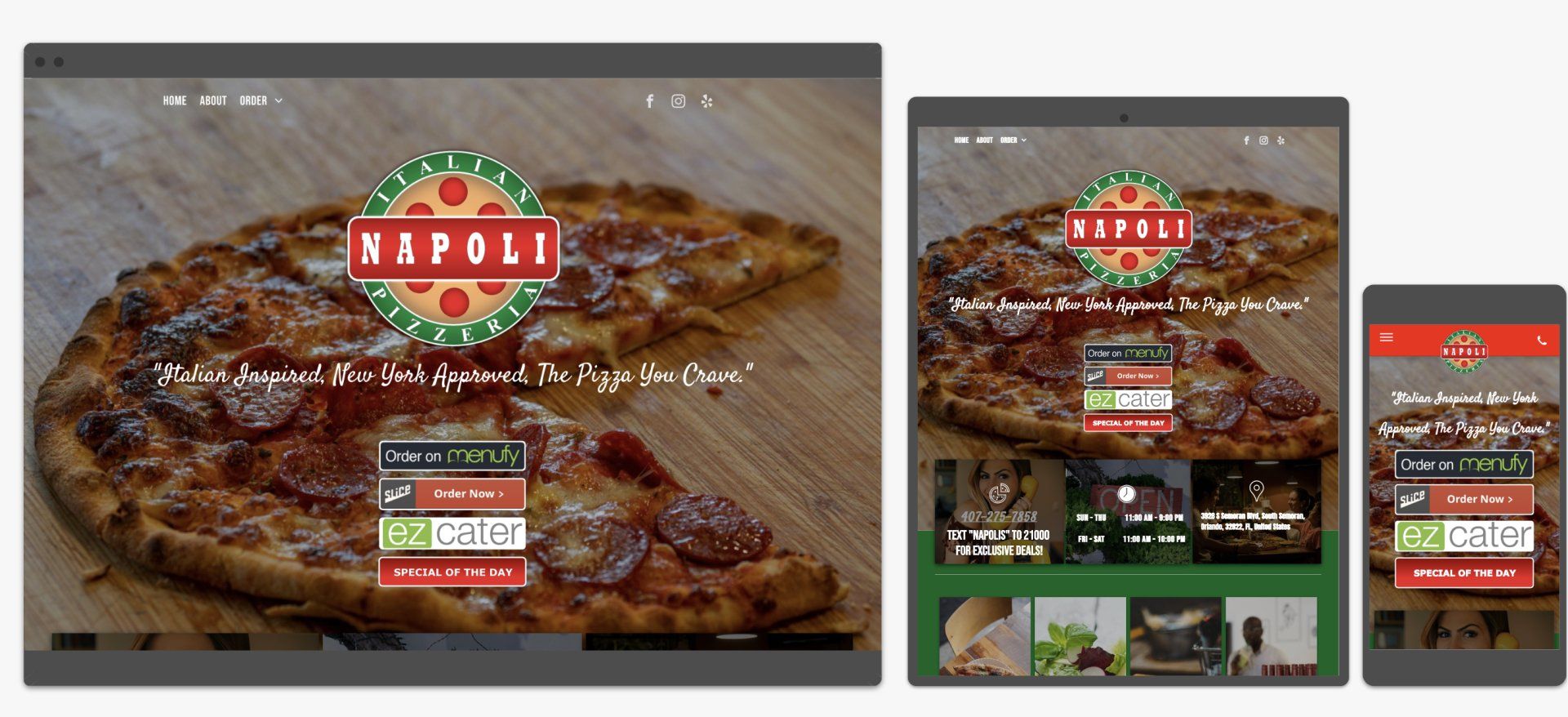 Minimalist website in action Napoli Italian Pizzeria