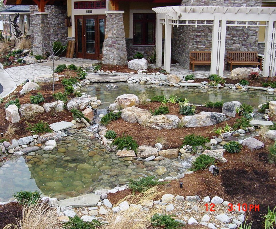 Large Pond With Stones And Multiple Plants — Virginia Beach, VA — Gentle Rain Large Pond With Stones And Multiple Plants — Virginia Beach, VA — Gentle Rain