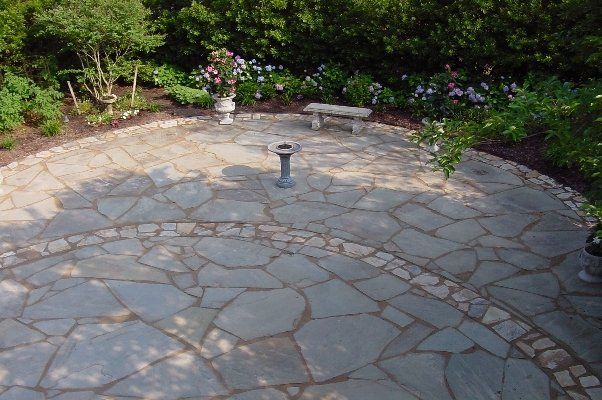 Stone Bench On Nice Hardscaped Land — Virginia Beach, VA — Gentle Rain