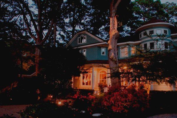 House Large Trees And Nice Landscaped Lighting — Virginia Beach, VA — Gentle Rain