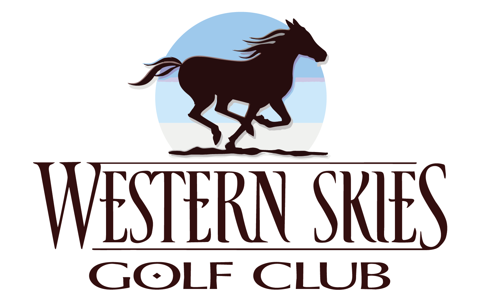 A logo for the western skies golf club
