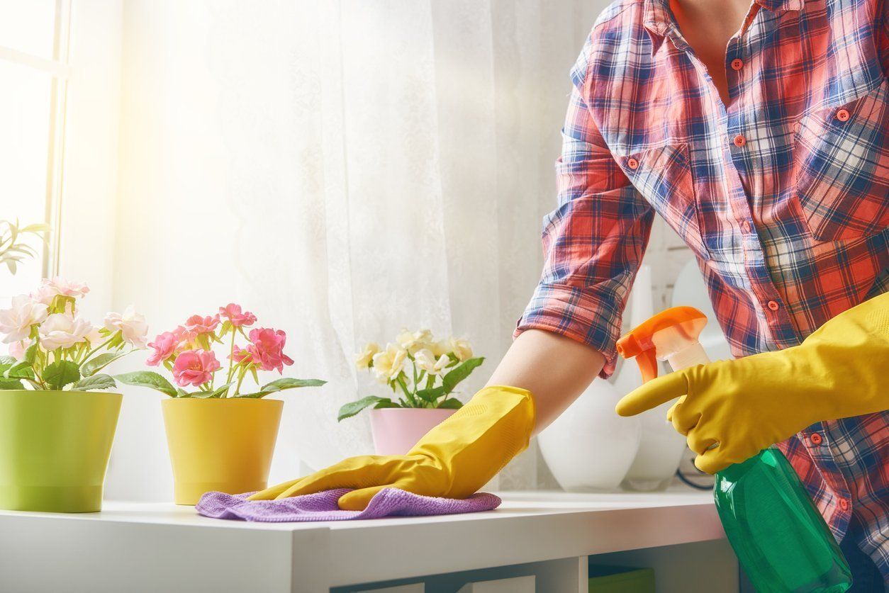 cleaning a shelf