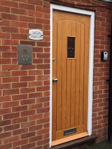 wooden door with lock