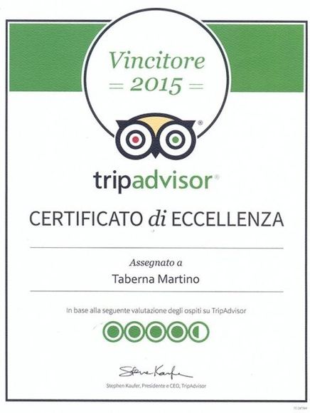 certificato di eccellenza di tripadvisor