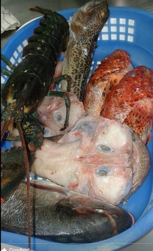 Cesto con pesci fresca