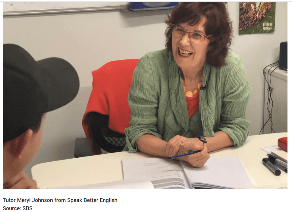 English tutor, Meryl, training an employee