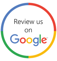 Review us on Google logo inside a multicolor circular border