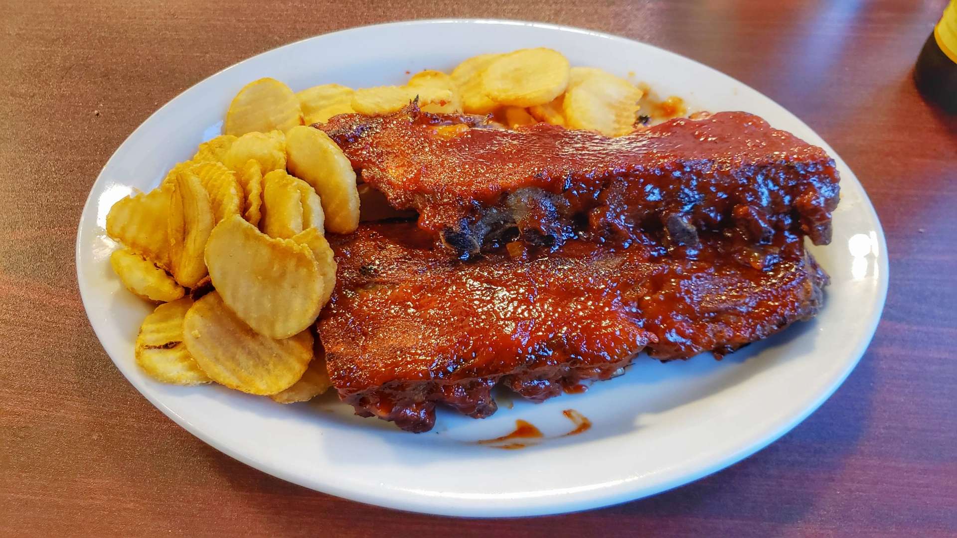 Baby Back Ribs at Fin's Eatery and Spirits Restaurant in New Baltimore, MI