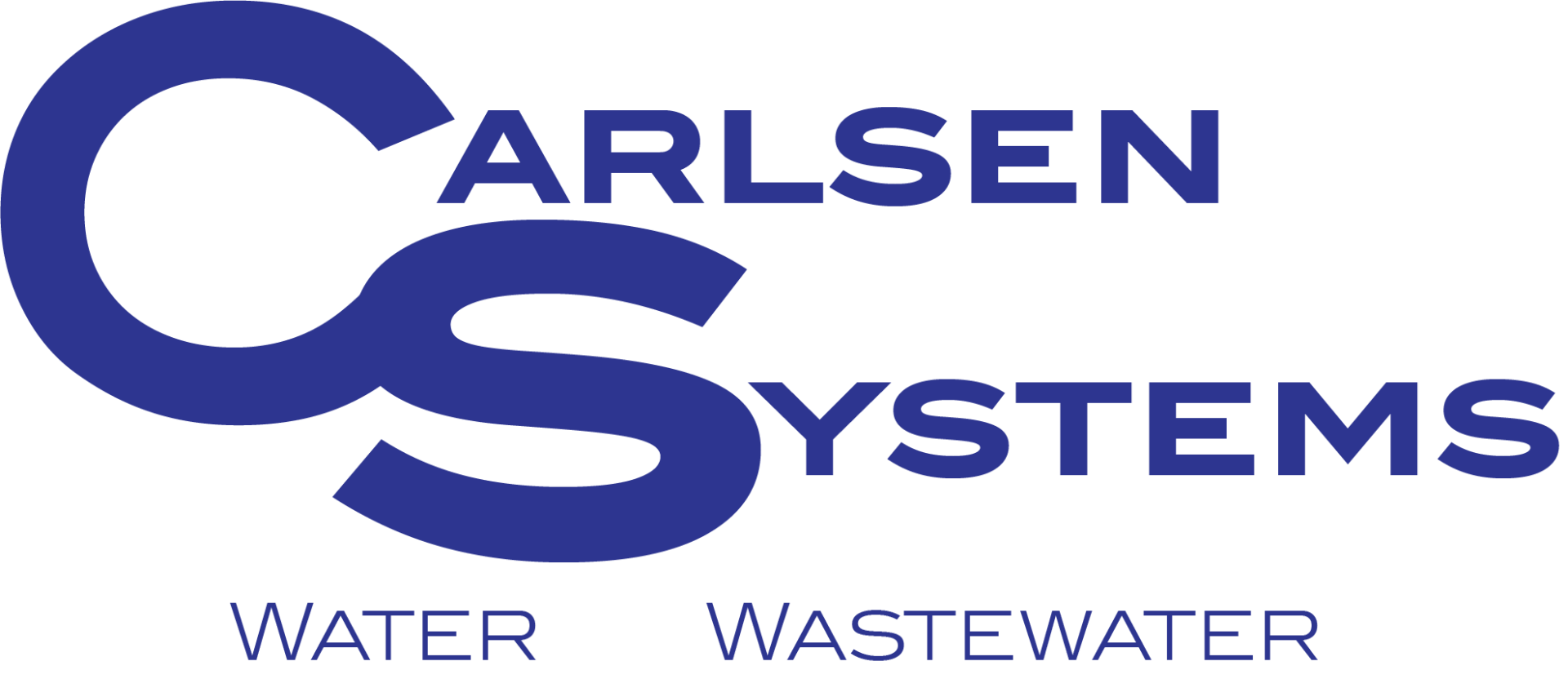 A blue and white logo for carlsen systems water wastewater