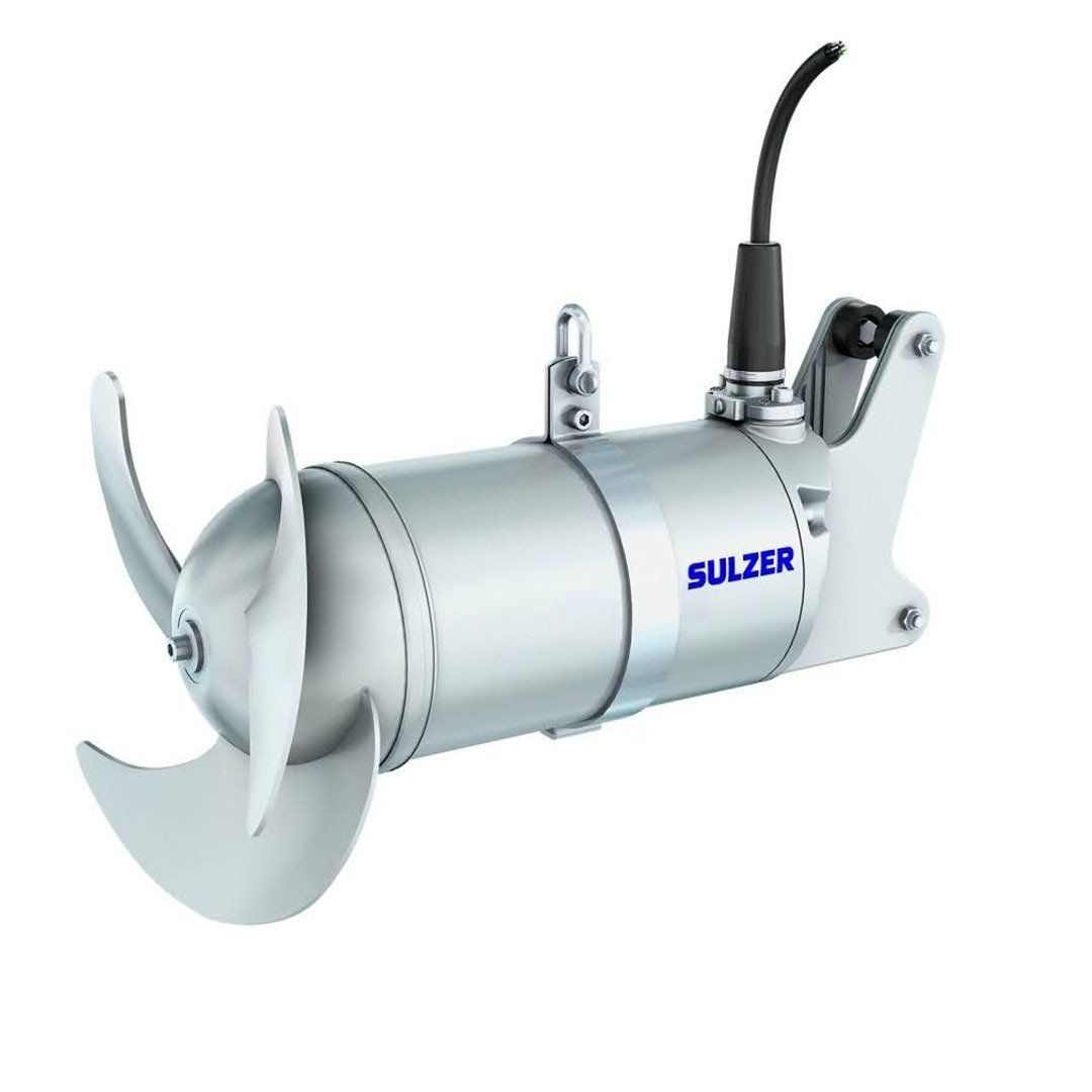 A 3d rendering of a sulzer propeller on a white background.