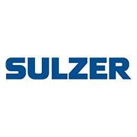 The sulzer logo is blue and white on a white background.