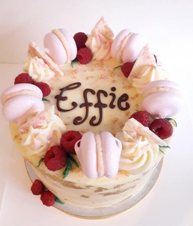 buttercream cake with gold leaf and macarons created by A Cherry On Top, Isle of Wight.