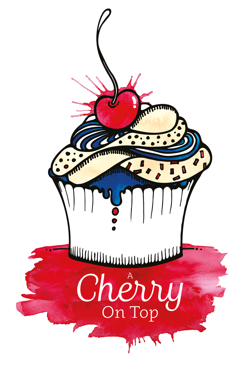 A Cherry On Top quirky hand illustrated cake logo