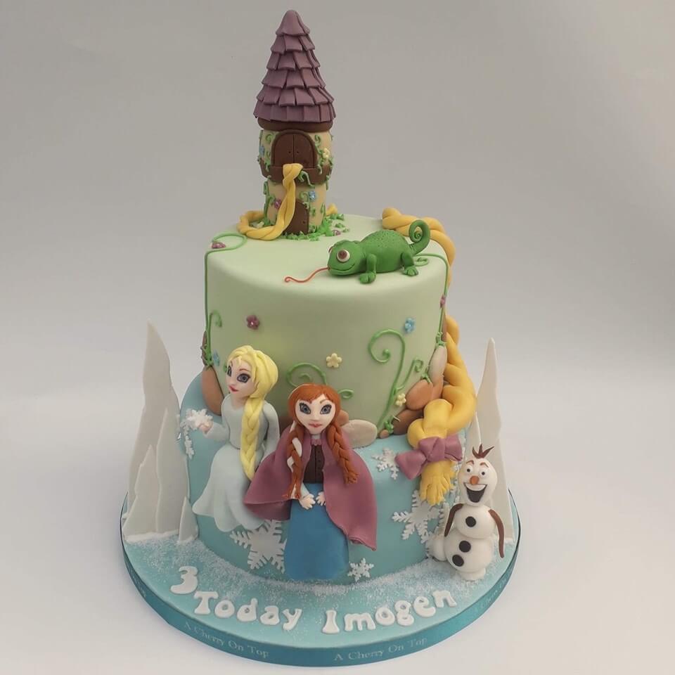 Two tiered princess fondant cake created by A Cherry On Top, Isle of Wight. Photograph by Mooksgoo