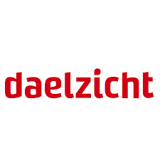 Het woord 'daelzicht' in kleine rode letters, vetgedrukt op een witte achtergrond.