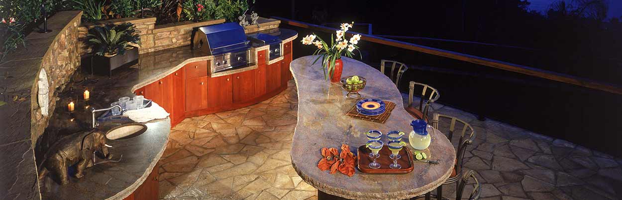 Custom Counter Tables Design — Outdoor Kitchen With Marble Counter Tops in La Jolla, CA Custom Counter Tables Design — Outdoor Kitchen With Marble Counter Tops in La Jolla, CA
