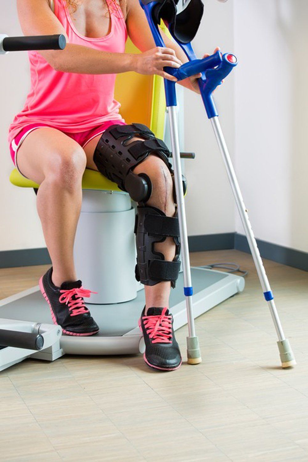 Woman Wearing A Brace On Her Leg — Oakland, MD — Garrett Orthopedic Physical Therapy & Rehabilitation