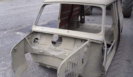 skeleton of an old car