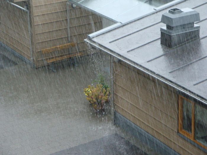 raining outside the container type house