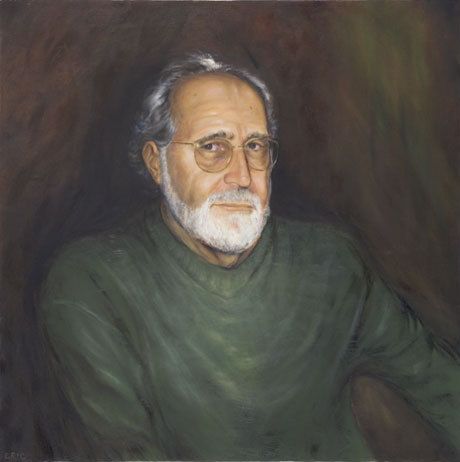 Asher - "After my husband died, when Eric called and asked what he could do for me, I asked him to paint a portrait of my husband.  The painting arrived as I was on my way to teach a class and decided not to take the time to open it until the evening.  By nighttime, I was excitedly removing its packing materials and steeling myself for what I anticipated would be disappointment – no one saw him the way you did, I warned myself, no one’s version of him would match your own.  And then I eased it out of its plastic wrapping and held in my hands my husband. It was the first time since his death that I felt joy.  This stapled canvas held his face, it recreated the slight brown spot on his forehead, the crag of his cheek, the unruly white eyebrows, the intense look of his eyes. I held this rectangular version of him in my hands again, and shrieked “You’re home.”  This was no mere painting to me; it was a piece of him." (Elizabeth Meyer)