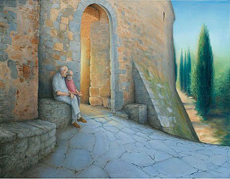 Gargonza - Sunset on the interesting and beautiful Castello di Gargonza, Italy, inspired this multi-level "sunsets".